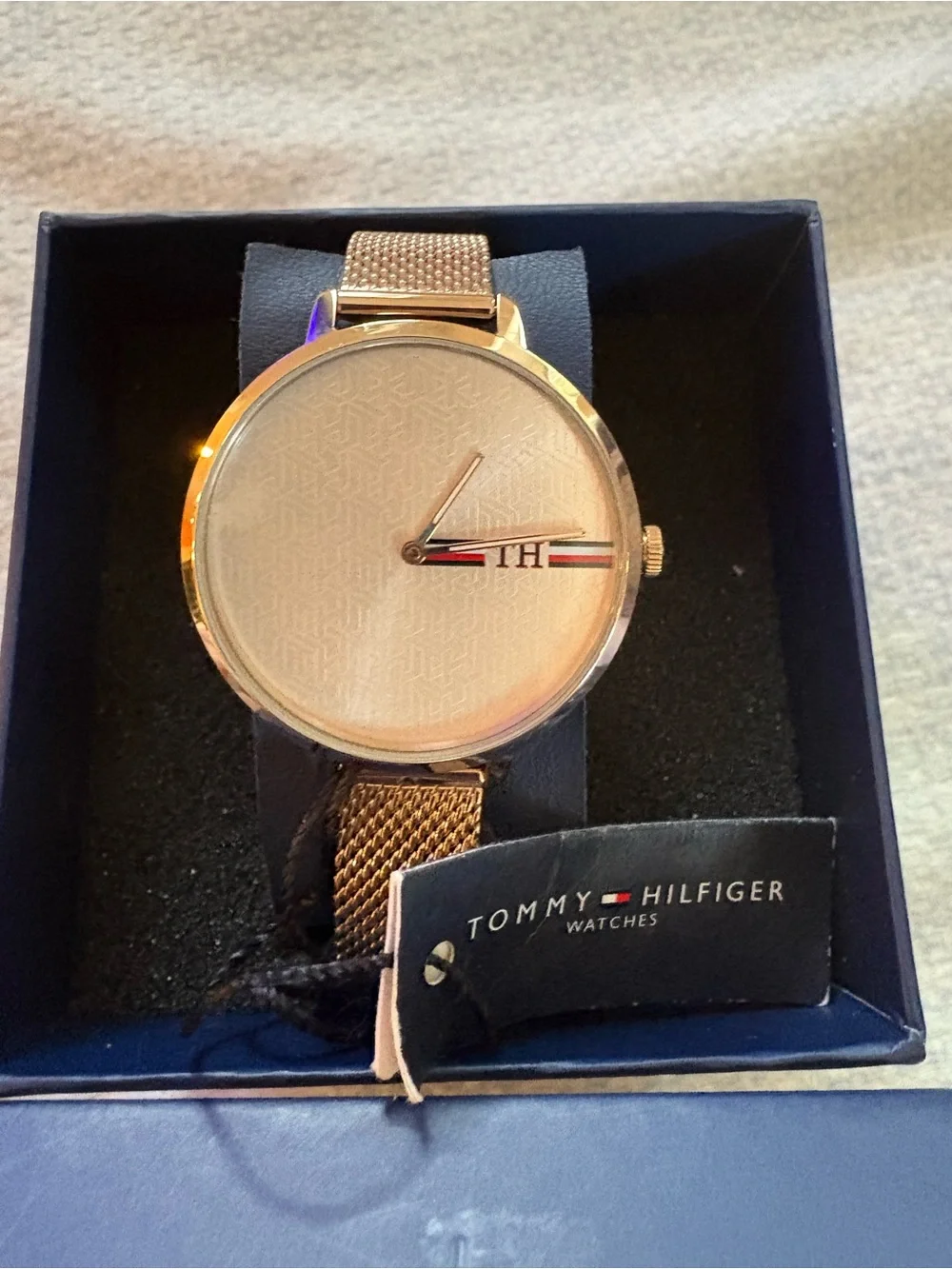 Tommy Hilfiger Women's Gold Tone Mesh Bracelet Watch with White Dial